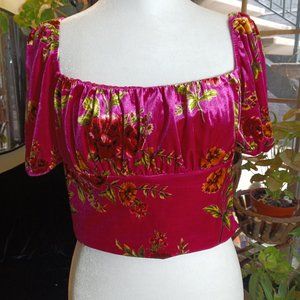 Forever 21 hot pink velvet crop top